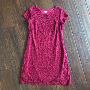 Red lace detailed dress